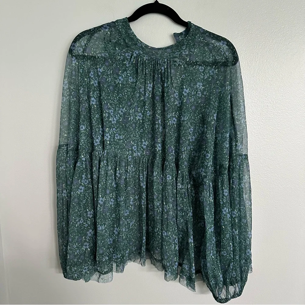 Free People Sweet Heart Top in Emerald Combo
